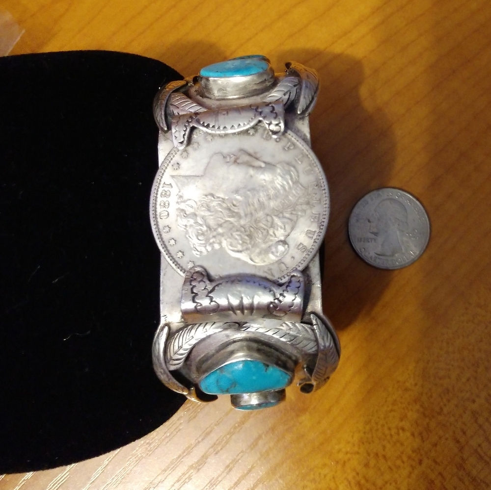 Navajo sterling silver and turquoise with Morgan